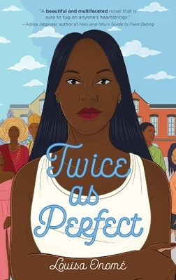 Paperback of "Twice as Perfect" by Square Fish, featuring the book cover with colorful illustrations and title text.