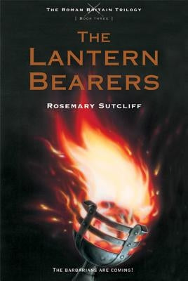 Close-up of the book "The Lantern Bearers" by Square Fish, showing the cover with dark and bright design elements.
