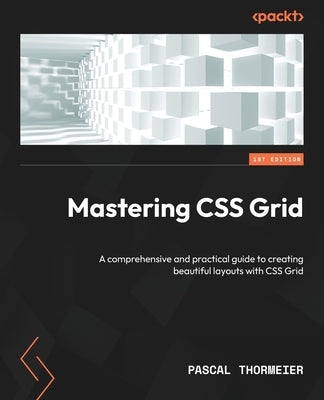 Paperback book titled "Mastering CSS Grid" by Packt Publishing showing the front cover with colorful layout design and title text.