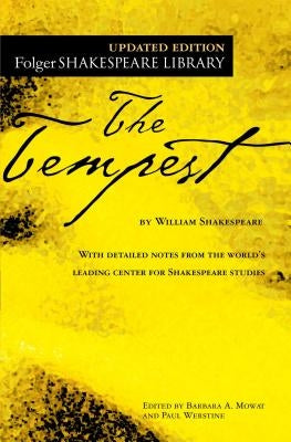 Paperback copy of "The Tempest" by Simon & Schuster, featuring a cover with a dramatic scene from the classic play.