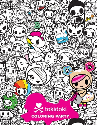 Tokidoki Coloring Party activity game with colorful illustrated characters and art supplies for kids' creative fun.