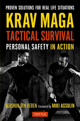 Krav Maga Tactical Survival paperback book by Tuttle Publishing, featuring cover art with tactical gear and safety tips.