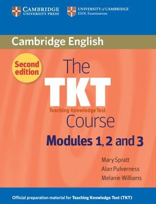 Cambridge University Press TKT Course Modules 1, 2, and 3 paperback books stacked with colorful covers and titles visible.