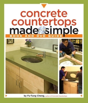 Paperback book titled "Concrete Countertops Made Simple" by Taunton Press, featuring a cover image with concrete countertop visuals.