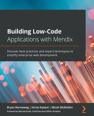 Paperback book titled "Building Low-Code Applications with Mendix" by Packt Publishing, featuring a cover with Mendix branding.