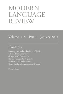 Modern Language Review (118: 1) January 2023 Paperback Modern Humanities Research Association