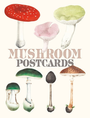 Paperback mushroom postcards by Pie International featuring colorful mushroom illustrations on a natural background.