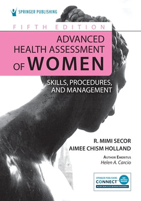 Paperback book titled "Advanced Health Assessment of Women" by Springer Publishing Company, featuring a cover with text and medical graphics.