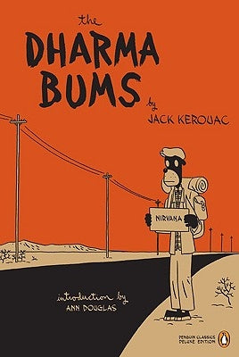 Paperback edition of The Dharma Bums by Penguin Classics, showing the book's cover with title and author details.