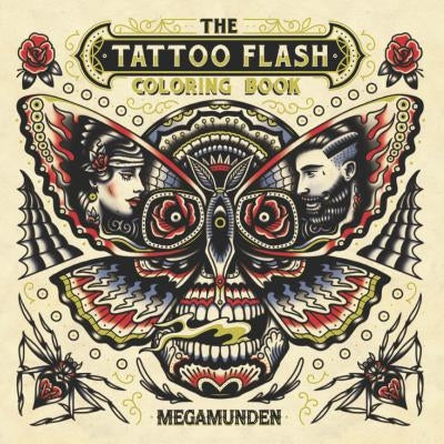 Paperback tattoo flash coloring book for adults by Laurence King, featuring mindfulness tattoo designs for coloring activities.