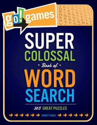 Imagine Go!games Super Colossal Book of Word Search paperback with 365 puzzles, featuring colorful cover and a variety of word search pages.