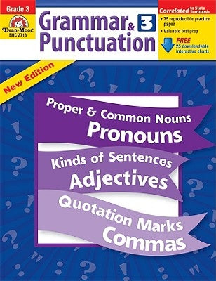 Paperback Grammar & Punctuation Grade 3 book by Evan-Moor Educational Publishers, showing colorful pages on the cover.