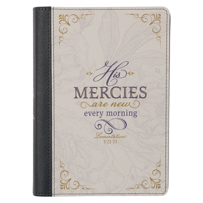 Christian Art Gifts Classic Journal His Mercies Are New Every Morning Lamentations 3:22-23 Bible Verse Inspirational Scripture Notebook for Women, Rib Leather Christian Art Gifts