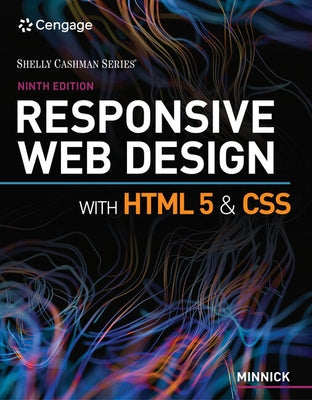 Paperback book titled "Responsive Web Design with HTML 5 & CSS" by Cengage Learning, featuring colorful web layout on cover.