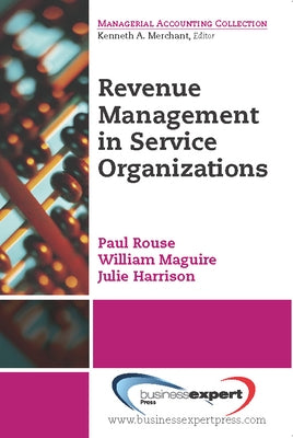 Paperback book titled "Revenue Management for Service Organizations" by Business Expert Press, with a cover featuring text and graphics.