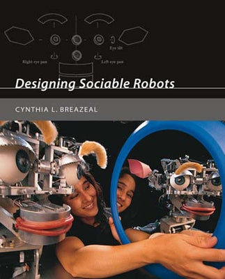 Paperback book titled "Designing Sociable Robots" by MIT Press, featuring a cover image with illustrations of friendly robots.