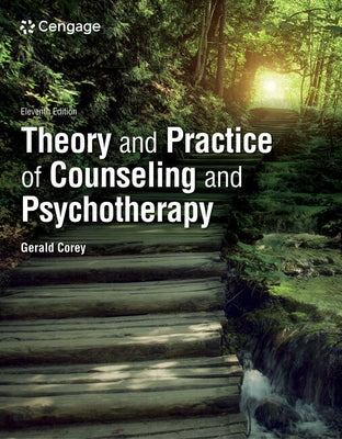 Paperback copy of "Theory and Practice of Counseling and Psychotherapy" by Cengage Learning, with a clear cover and spine view.