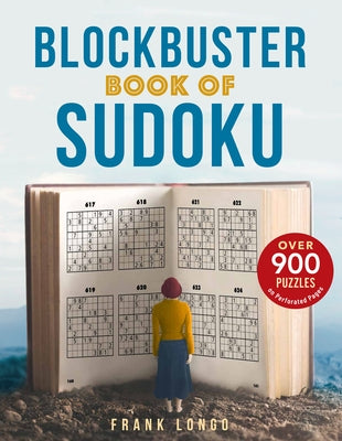 Paperback Blockbuster Book of Sudoku by Puzzlewright featuring multiple Sudoku puzzles in a black and white cover design.