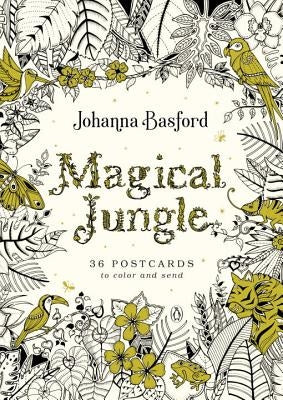 Set of 36 Magical Jungle postcards from Penguin Books featuring colorful jungle illustrations ready to color and send.