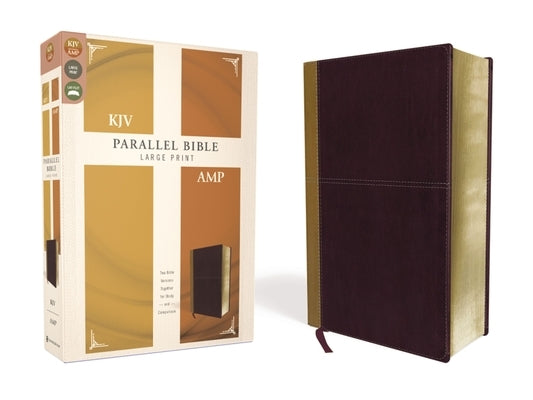 KJV, Amplified, Parallel Bible, Large Print, Leathersoft, Tan/Burgundy, Red Letter Edition: Two Bible Versions Together for Study and Comparison Zondervan
