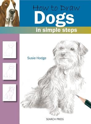 Paperback book titled "How to Draw Dogs in Simple Steps" by Search Press, featuring dog illustrations on the cover.