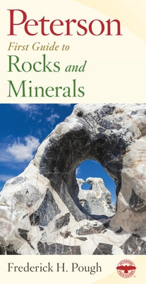 Paperback Peterson First Guide to Rocks and Minerals by Mariner Books, featuring colorful illustrations of various rocks and minerals.