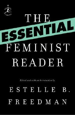 Cover of Modern Library Essential Feminist Reader featuring a book with bold typography and a colorful abstract design.