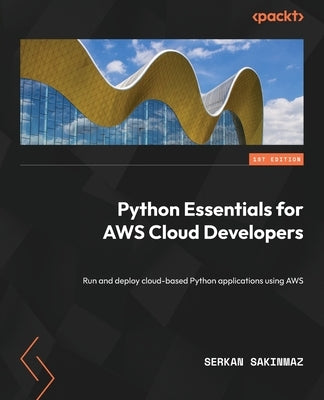 Paperback book titled "Python Essentials for AWS Cloud Developers" by Packt Publishing, featuring a Python and AWS-themed cover image.