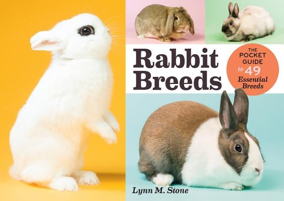 Cover of "Rabbit Breeds: The Pocket Guide" by Storey Publishing, showing colorful illustrations of 49 rabbit breeds.