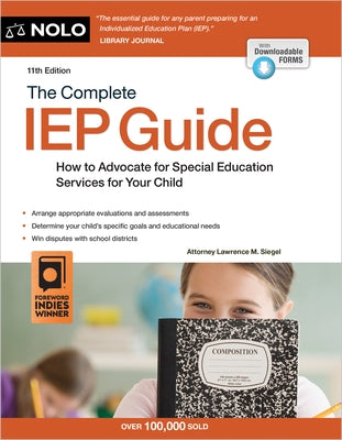 Paperback book titled "The Complete IEP Guide" by NOLO, showing the front cover with educational and advocacy themes.