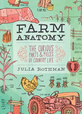 Paperback of Farm Anatomy by Storey Publishing showing colorful illustrations of various farm animals and country life scenes.