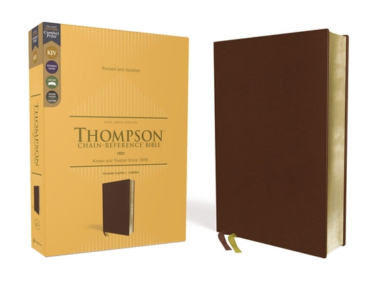 Kjv, Thompson Chain-Reference Bible, Genuine Leather, Calfskin, Brown, Art Gilded Edges, Red Letter, Comfort Print Bible Zondervan