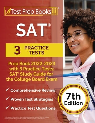 Paperback SAT Prep Book 2022-2023 by Test Prep Books with 3 practice tests, study guide for College Board SAT exam.
