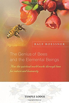 Paperback book titled "The Genius of Bees and the Elemental Beings" by Temple Lodge Publishing, featuring a cover with bee and nature imagery.