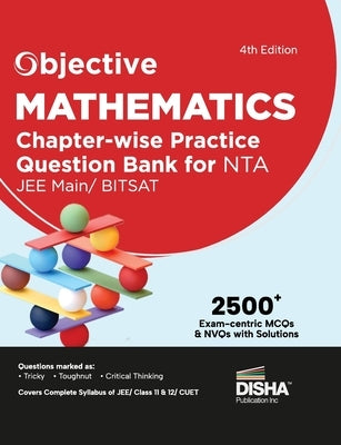 Disha Publication Objective Chapterwise MCQs Mathematics paperback book showing colorful cover and sample questions on the front.