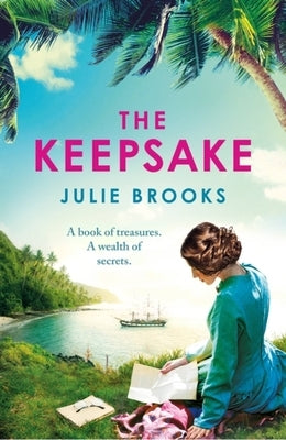 Paperback copy of The Keepsake novel by Headline, featuring a cover with artistic design and title text.