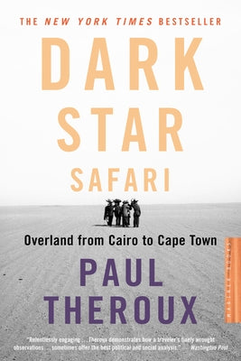 Paperback copy of Dark Star Safari by Mariner Books featuring a cover image of an African landscape with a starry sky.