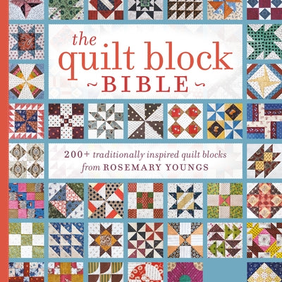 Paperback "The Quilt Block Bible" by Rosemary Youngs showing a colorful quilt block with traditional patterns and a CD-ROM included.
