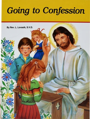 Paperback book titled "Going to Confession: How to Make a Good Confession" by Catholic Book Publishing, with a cover image.
