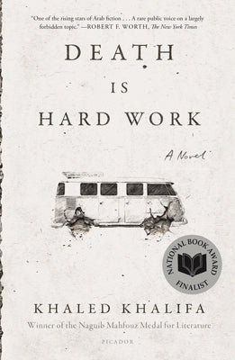 Paperback of "Death Is Hard Work" by Picador USA showing the book cover with dark and moody artwork.