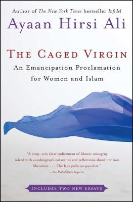 Cover of "The Caged Virgin" book by Atria Books, featuring a woman and Islamic motifs on the front cover.
