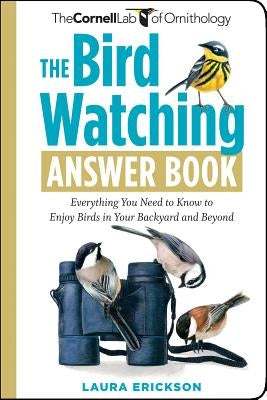 Open bird watching answer book by Storey Publishing with illustrations of various backyard bird species on the cover.