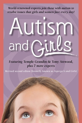 Paperback book titled "Autism and Girls" by Future Horizons, showing a colorful cover with illustrations of girls on a bright background.