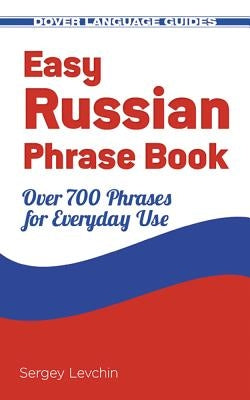 Russian phrase book by Dover Publications showing sample pages with over 700 essential Russian phrases for everyday use.