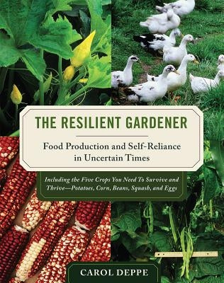 Paperback of The Resilient Gardener book by Chelsea Green Publishing showing the cover with garden illustrations and title text.
