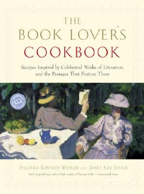 Open cookbook featuring literary-inspired recipes with pages showing colorful food images and passages from classic literature.