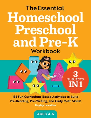 Paperback preschool and pre-K workbook by Rockridge Press with colorful pages of fun activities for early reading, writing, and math skills.