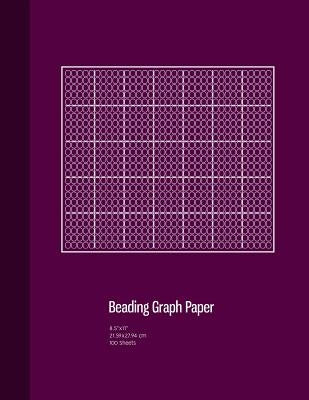 Purple cover peyote stitch beading graph paper with seed beading grid and loom design on 8.5x11 inch paperback sheet.
