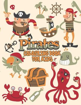 Coloring book page showing pirate and ship illustrations from Pirates Colouring Book for Kids, featuring detailed pirate scenes.