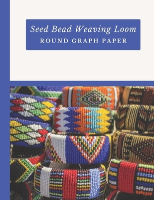 Paperback seed bead weaving loom guide with round graph paper, includes bonus pattern sheets for jewelry or craft designs.